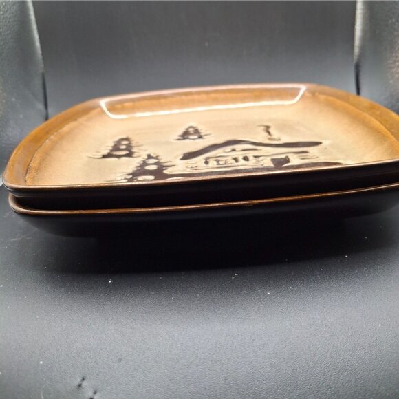 Woodland Home Studio Reactive Glaze Cabin-Inspired 9x9 Plates Set Of 2 Brown - Picture 4 of 5